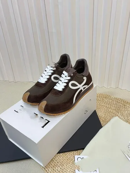 Loewe Puzzle Runner Beige Brown Suede Sneakers - 39