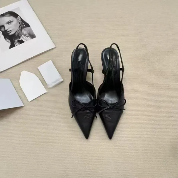 Chanel Two-Tone Bow Slingback Heels - 4