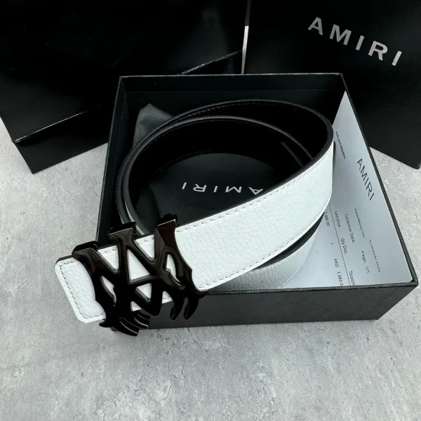 Amiri Logo Buckle Leather Belt Black - 10