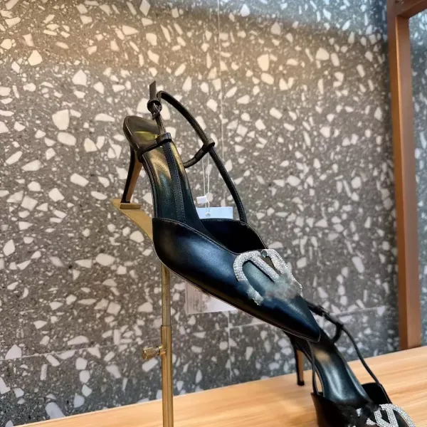 Gucci Diamantissima Heart-Embellished Slingback Stilettos Black Heels - 12