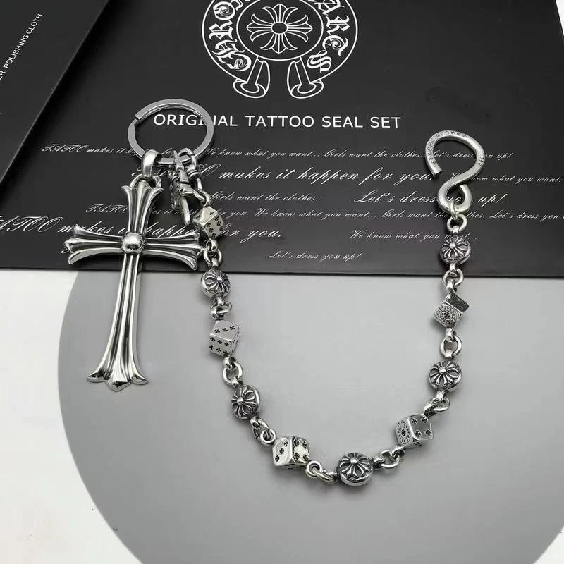 Chrome Hearts Original Tattoo Seal Set Silver Bracelet & Keychain