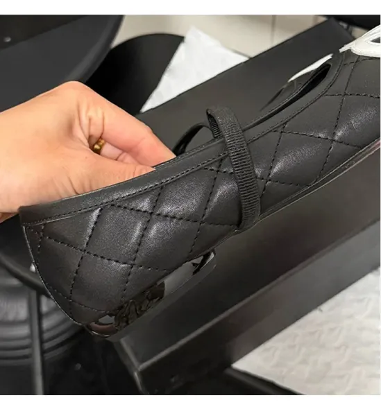 Chanel CC Logo Quilted Mary Jane Flats White - 5