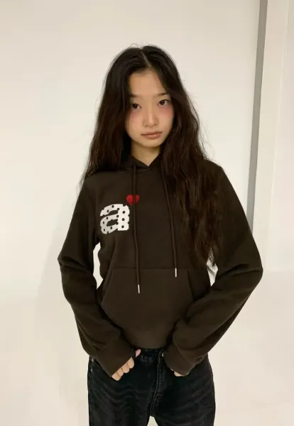 Play Comme des Garçons Polka Dot Heart Hoodie Brown - 18