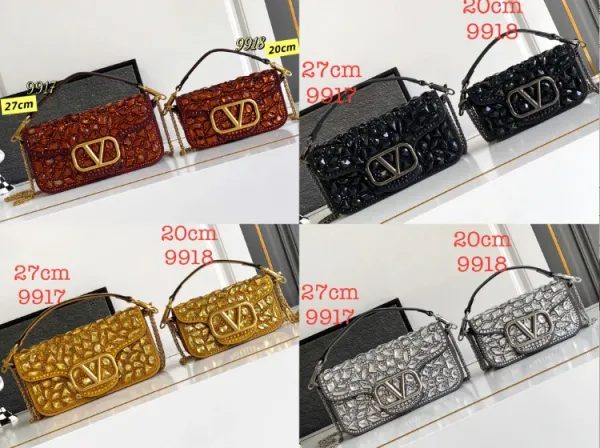 Valentino Garavani Rockstud Spike Crystal-Embellished Chain Bag Black - 3