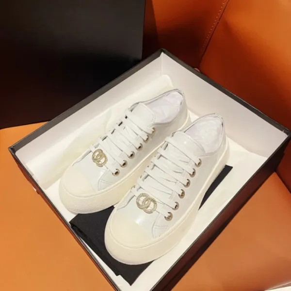 Chanel Tweed CC Logo Platform Sneakers White - 10