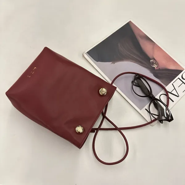 Saint Tears Mini Bucket Bag Burgundy Leather Handbag - 5