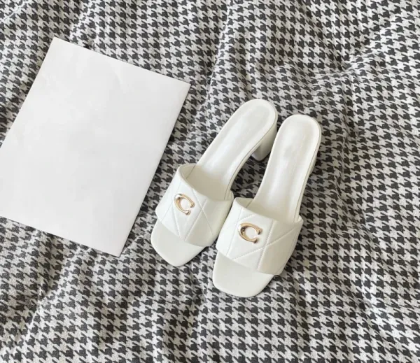 Coach Tabby Slide Pink Leather Mules - 9