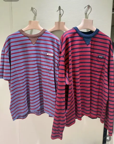 Prada Striped Crewneck T-Shirt with Contrast Collar and Chest Pocket - 2