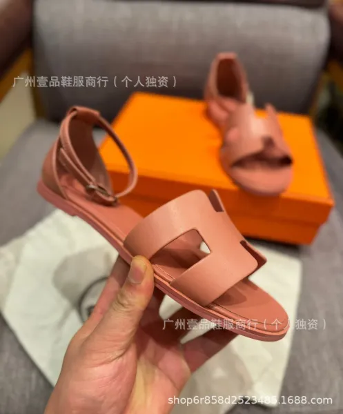 Hermès Oran Sandals Denim Blue Leather Sandals - 23
