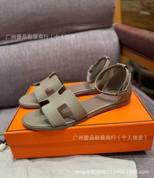 Hermès Oran Sandals Denim Blue Leather Sandals - 27
