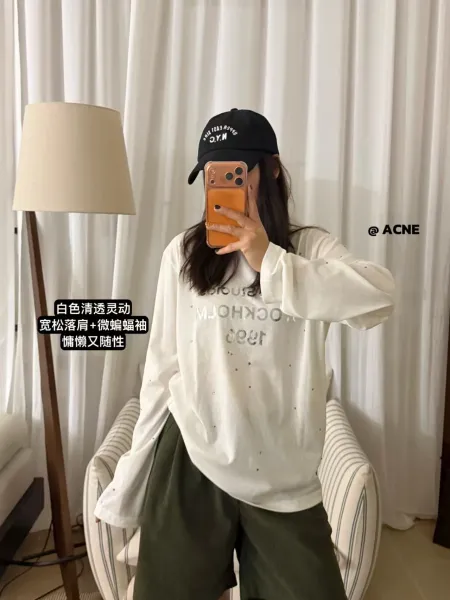 Acne Studios Stockholm 196 Mirror Silver Graphic Long-Sleeve T-Shirt - 7