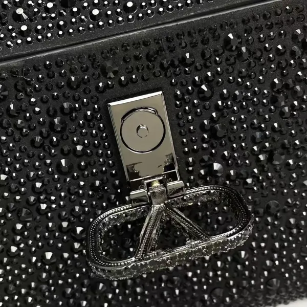 Valentino Garavani VLogo Crystal-Embellished Black Chain Bag - 11