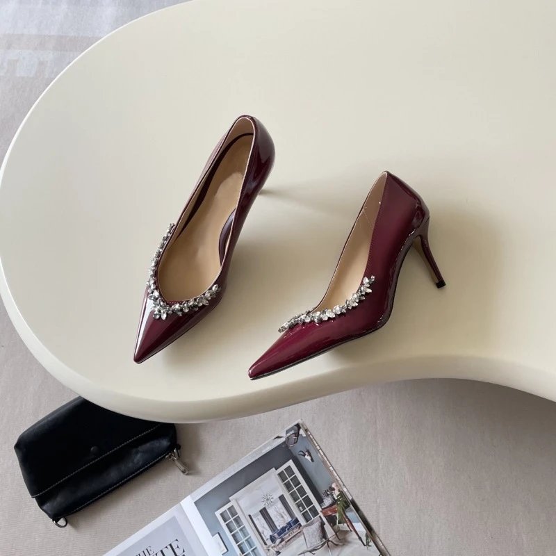 Saint Tears Pearl-Embellished Patent Leather Pointed-Toe Flats Brown - 22