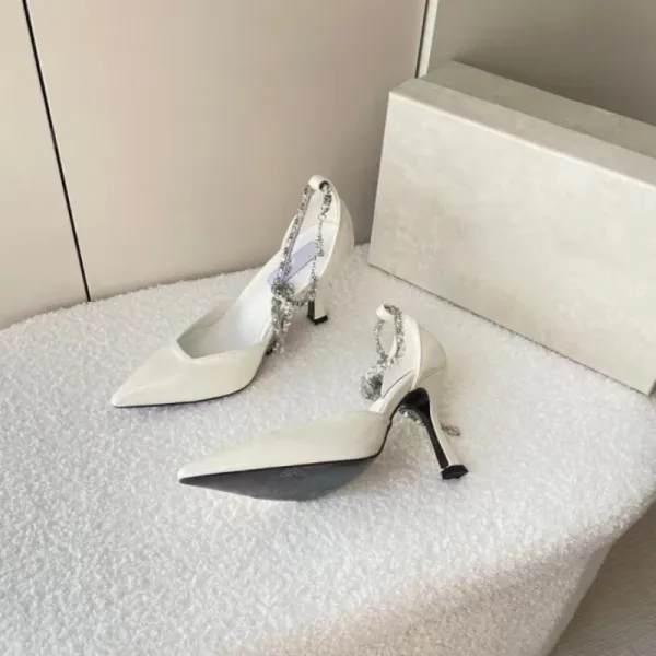 Saint Tears Crystal-Strap Pointed-Toe Stiletto Heels White - 6