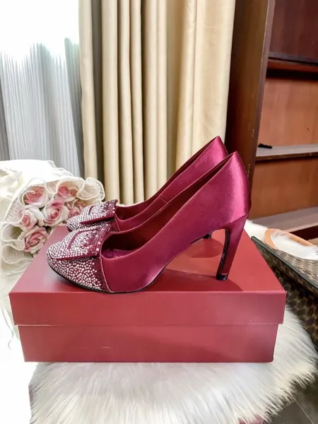 Roger Vivier Rockstud Flat Burgundy Crystal-Embellished Loafers - 6
