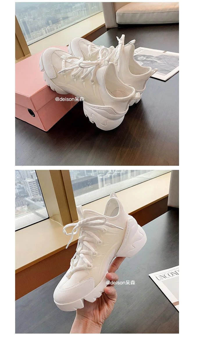 Off-White x Unknown Designer Chunky White Sneakers - 25