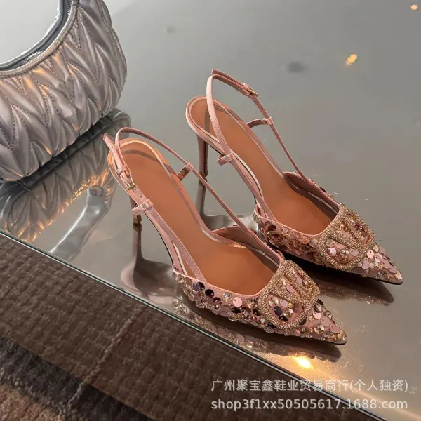Valentino Garavani Rockstud Spike Burgundy Patent Leather Slingback Stilettos - 15
