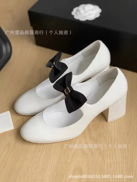 Chanel Bow-Adorned Patent Leather Mary Jane Block Heel White Shoes - 16