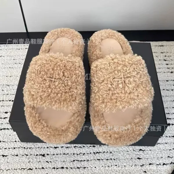 Off-White x Unknown Designer Cross Motif Canvas Slippers Beige Slippers - 21
