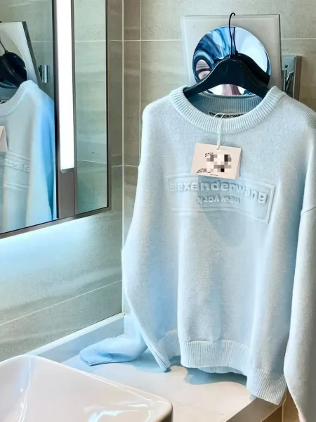Alexander Wang Embossed Logo Crewneck Sweater Light Blue - 2