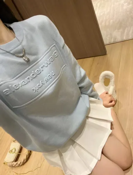 Alexander Wang Embossed Logo Crewneck Sweater Light Blue - 8