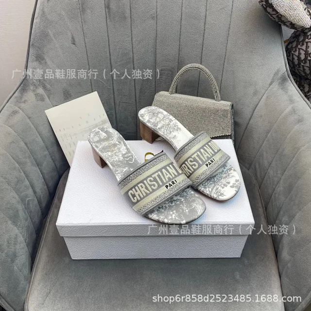 Dior Sandals Logo-strap open-toe heeled slides product detail image 7