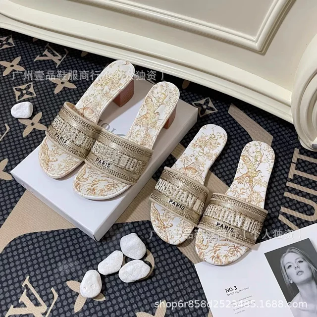 Dior Sandals Logo-strap open-toe heeled slides product detail image 10