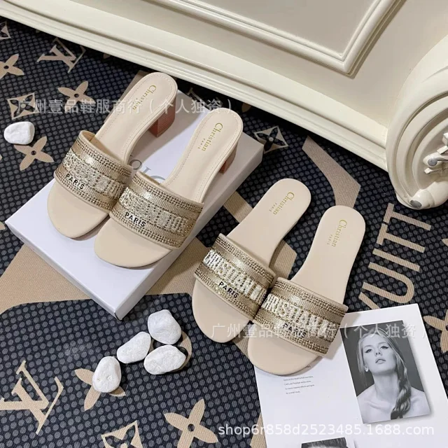 Dior Sandals Logo-strap open-toe heeled slides product detail image 11