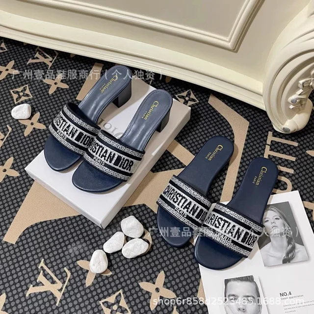 Dior Sandals Logo-strap open-toe heeled slides product detail image 13