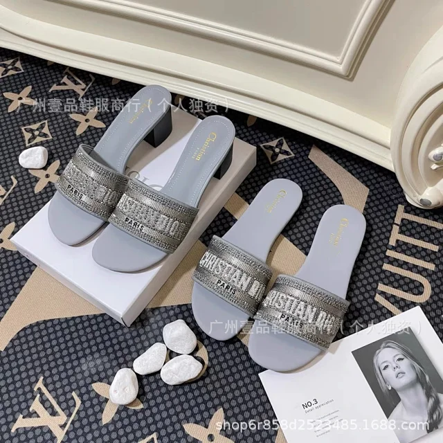 Dior Sandals Logo-strap open-toe heeled slides product detail image 14