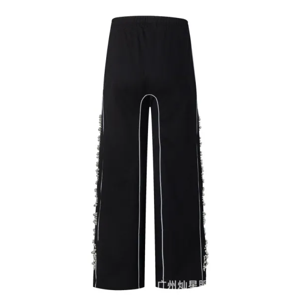 Design Pearl-Embellished Wide-Leg Sweatpants Navy - 7