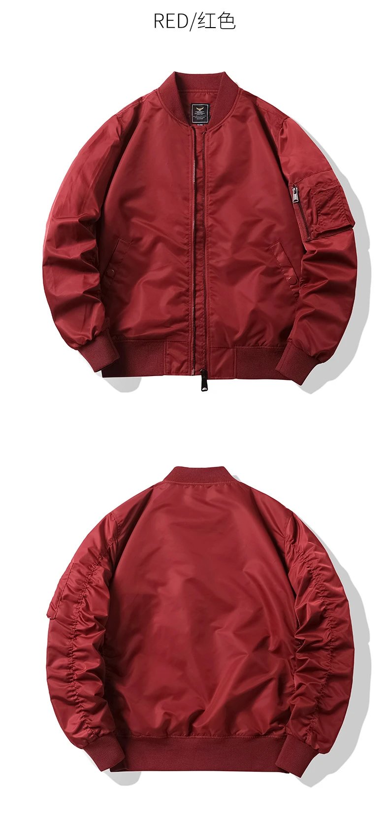 Custom MA-1 Bomber Jacket Burgundy Outerwear - 19