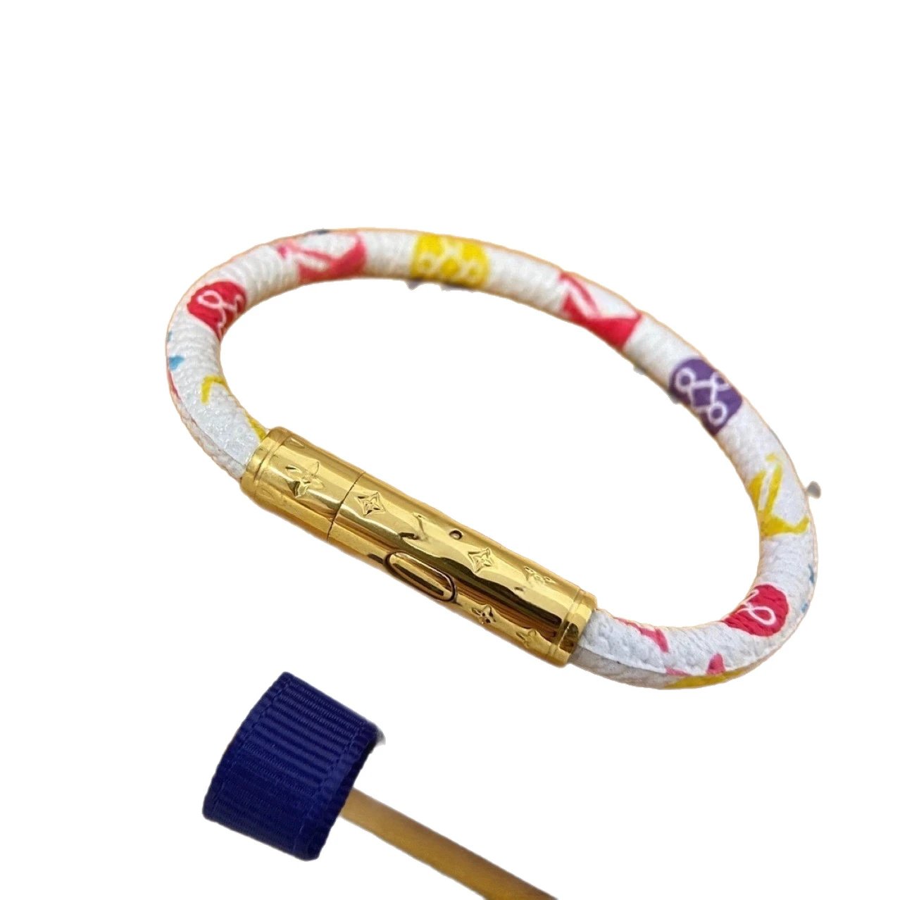 Louis Vuitton Jewelry Multicolor Monogram Cord Bracelet with Gold-Tone Clasp image 5