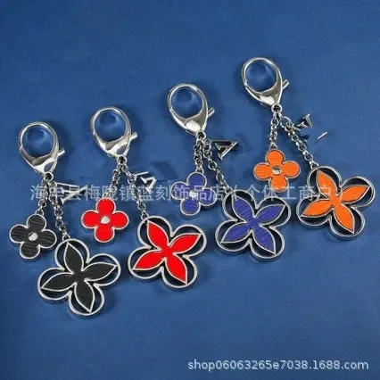Louis Vuitton Monogram Flower Keychain Blue Silver Accessories - 2