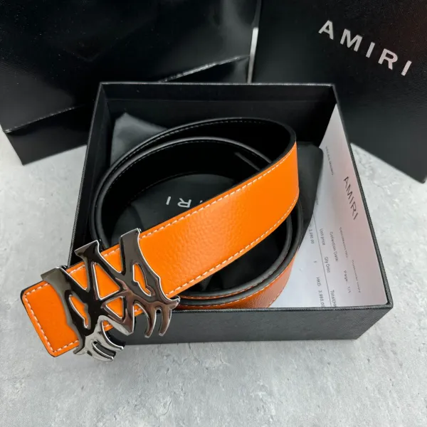 Amiri Logo Buckle Leather Belt Black - 7