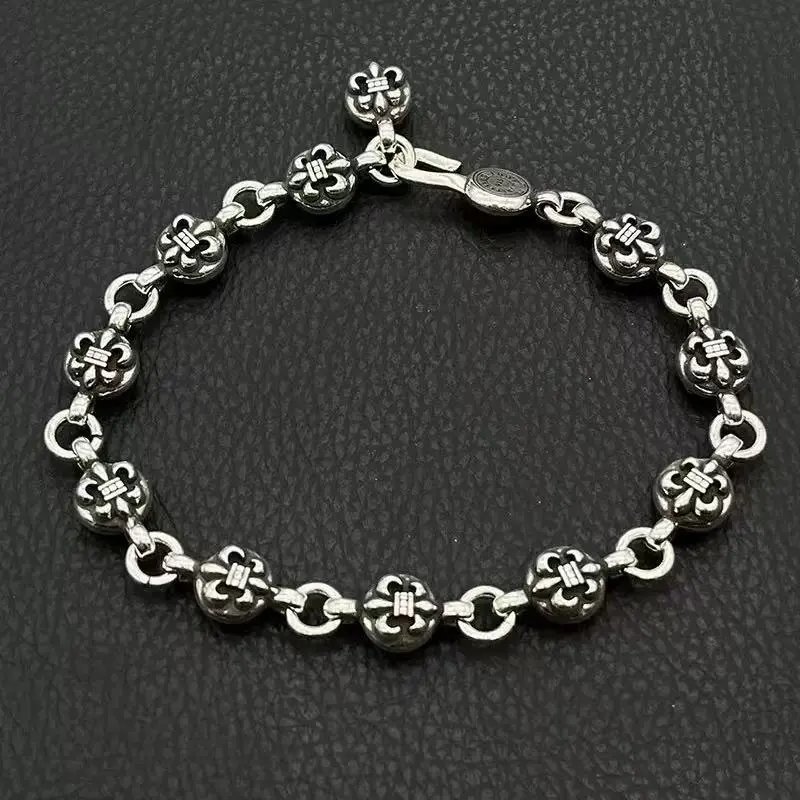 Chrome Hearts Jewelry Cross and Floral Chain Bracelet — C30