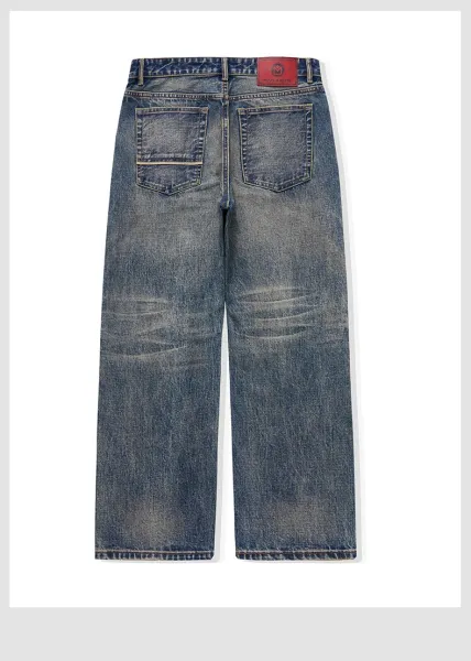Asphalt Yacht Club Distressed Wide-Leg Jeans Blue - 9
