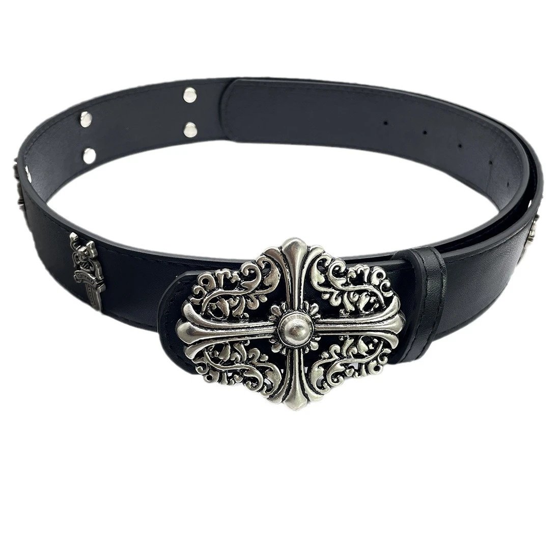 Unbranded Belts Cross-studded belt with ornate oval buckle image 5