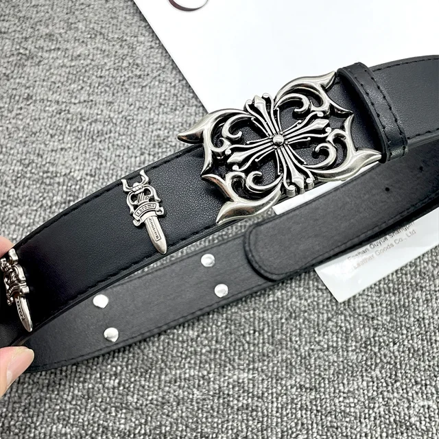 Unbranded Belts Cross-studded belt with ornate oval buckle product detail image 20