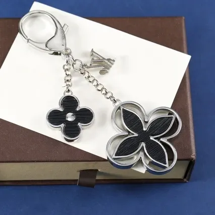 Louis Vuitton Monogram Flower Keychain Blue Silver Accessories - 6