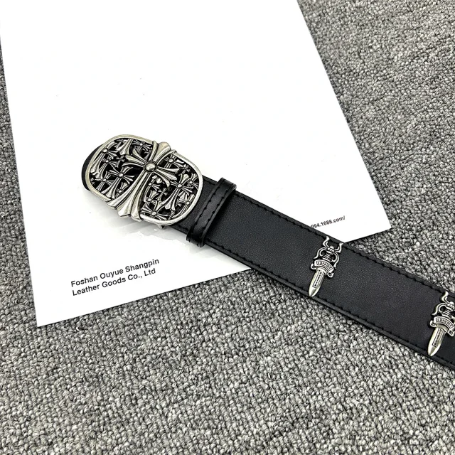 Unbranded Belts Cross-studded belt with ornate oval buckle product detail image 33