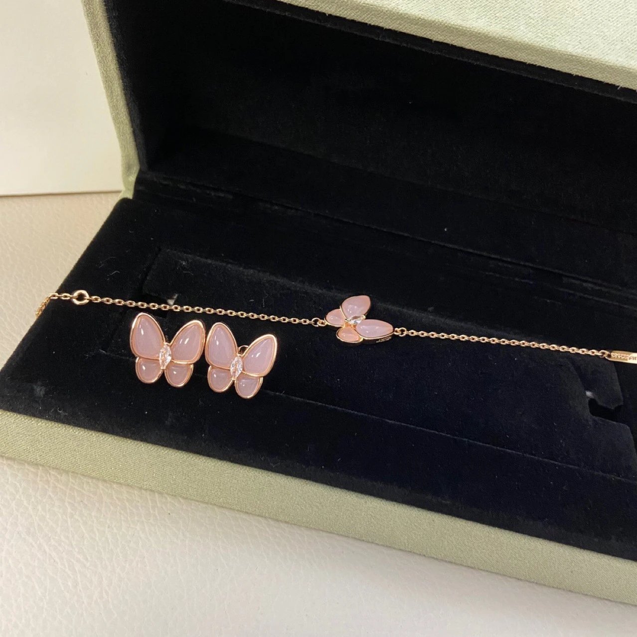 Van Cleef & Arpels Alhambra Butterfly Motif Bracelet and Earrings Set