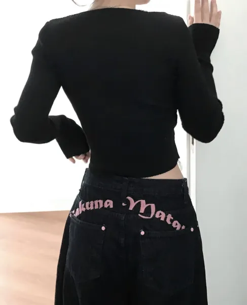 Fakuna Matar Black Wide-Leg Denim Jeans - 20