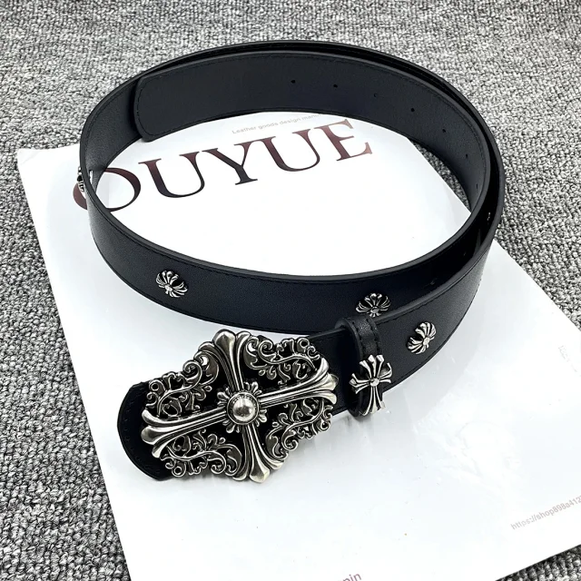 Unbranded Belts Cross-studded belt with ornate oval buckle product detail image 46