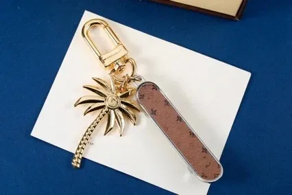 Palm Tree Keychain Charm with Nail File Accessory Gold Tone - 3