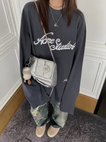 Acne Studios Script Logo Oversized T-Shirt Gray - 8