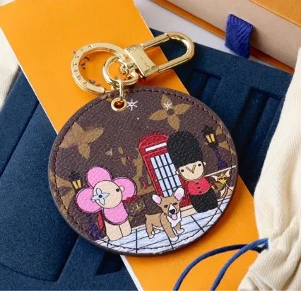 Multicolor Street Art Keychain with Gold Hardware - 4