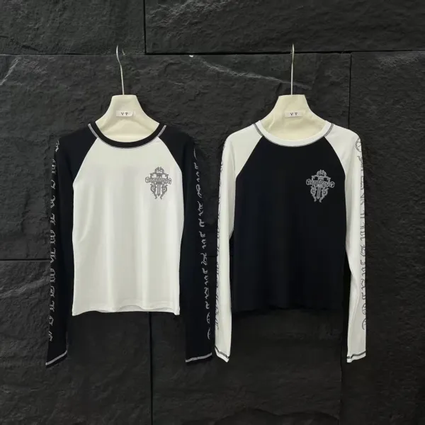 Chrome Hearts x Custom Long Sleeve Tee White/Black with Cross Embroidery Jeans - 4