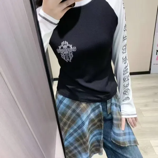 Chrome Hearts x Custom Long Sleeve Tee White/Black with Cross Embroidery Jeans - 9