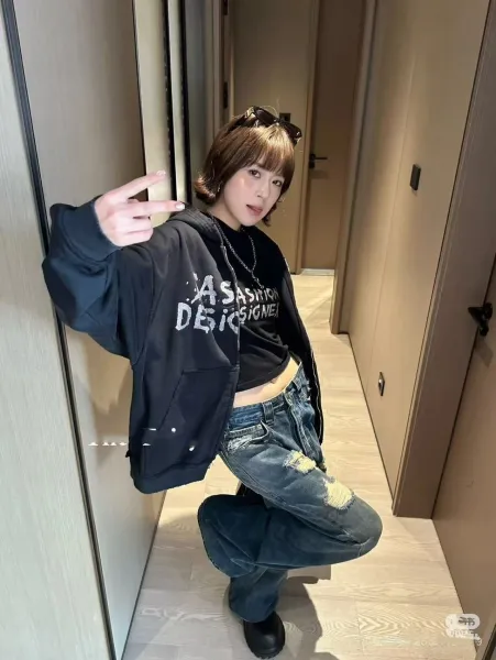 Balenciaga Fashion Designer Distressed Denim Hoodie Black - 7